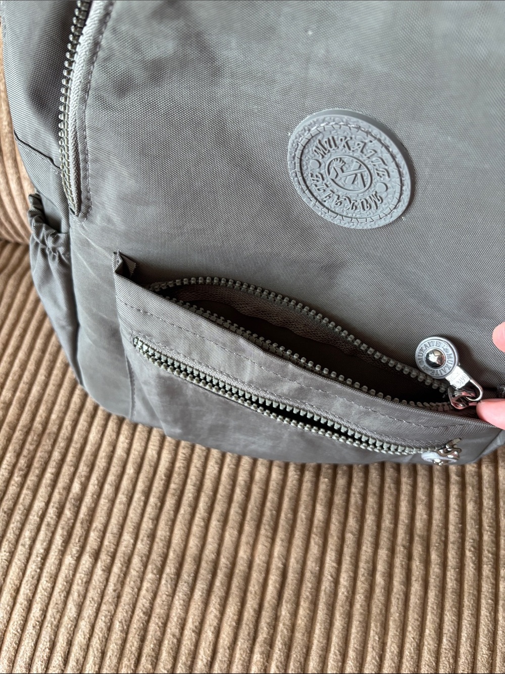 Gray nylon backpack - Picture 7 of 11